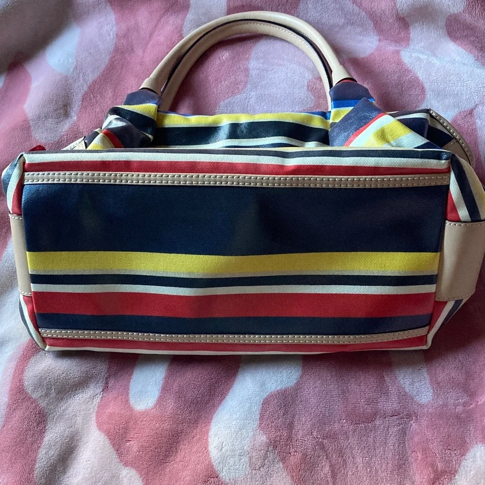Kate Spade Striped Satchel in Yellow, Blue, and Red - Picture 3 of 13